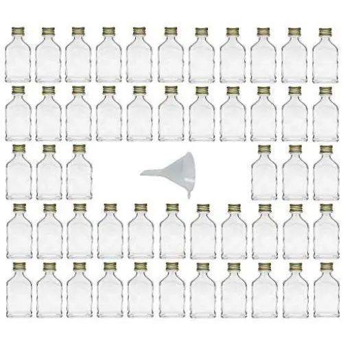 Viva Haushaltswaren 20 ml für 50 Mini Glasflaschen mit Schraubverschluss zur Selbstbefüllung inkl. Fülltrichter Durchmesser 5 cm
