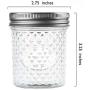 Mason Jars with Glass Lids 6 oz - Nellam Small Canning Jelly Jar Wide Mouth in Quilted Crystal for Airtight Kitchen Storage, Baby Food, Party Favors - Freezer & Microwave Safe - Set of 24, Silver