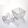 Colias Wing Home Decor & Party Wedding Centerpiece Stripes Square Clear Glass Ribbed Apothecary Jars/Candy Buffet Canisters/Candy Buffet Storage Container/Kitchen Food Storage Jars with Lid-Small