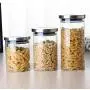 Glas-Aufbewahrungsbehälter mit 550/750/1000 ml mit Edelstahlverschluss, für Tee, Kräuter, Trockenwaren, Küchenbehälter