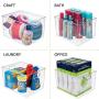 mDesign Plastic Storage Organizer Container Bins Holders with Handles - for Kitchen, Pantry, Cabinet, Fridge/Freezer - Large for Organizing Snacks, Produce, Vegetables, Pasta Food, 8 Pack - Clear