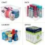 mDesign Klarspeicherbehälter mit Griffen – für Küche, Speisekammer, Schrank, Kühlschrank/Gefrierschrank – Groß für Snacks, Obst, Gemüse, Pasta, Lebensmittel – 8er Pack