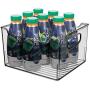 mDesign Plastic Kitchen Pantry Cabinet, Refrigerator or Freezer Food Storage Bin with Handles - Organizer for Fruit, Yogurt, Snacks, Pasta - BPA Free, 10" Long, 4 Pack - Smoke Gray