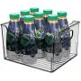 mDesign Kunststoff Küchenschränkchen, Kühlschrank- oder Gefrierbehälter mit Griffen – Organizer für Obst, Joghurt, Snacks, Nudeln – BPA-frei, 10 Zoll Länge, 4er-Set – Grauweis