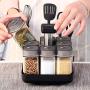 WANGLX ST Rotating Seasoning Bottle Set Food Storage Jar Modern Design Clear Glass Food Storage Jar Seal,Coffee,Spice Container and More, A