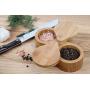 Lilys Home Double Round Bamboo Container, Spices Storage Jar, Salt and Pepper Wooden Box