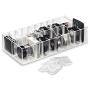 byAlegory Acrylic Makeup Stand Organizer w/ Removable Dividers 20 Space Storage for Pigment, Pots, Eyeshadows Designed To Stand & Lay Flat - Clear