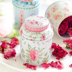 ekqw015l [Storage Box] Vintage Flowers Cylinder Mini Tin Case Candy Tea Package Container Storage Box,Food Storage Container for Tea, Coffee, Herb, Candy, Chocolate, Sugar, Spices, Candle MT-01