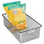 mDesign Modern Farmhouse Metal Wire Storage Organizer Bin Basket with Handles for Kitchen Cabinets, Pantry, Closets, Bedrooms, Bathrooms - 16.25" Long, 4 Pack - Graphite Gray