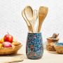 Colorful Mango Wood Cooking Utensil Holder for Kitchen Countertop (5 x 7 In)