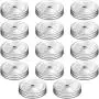 Mudder 14 Packs Stainless Steel Regular Mouth Mason Silver Jar Lids with Straw Hole Compatible with Mason Jar