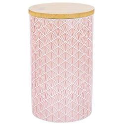 Nicola Spring Porcelain Tea, Coffee and Sugar Canister - Coral/Orange Geometric Pattern