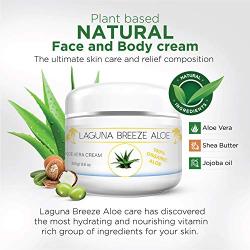 Laguna Breeze Natural Face and Body Cream - Unscented Moisturizer for Dry Skin - Lotion for Women and Men - Organic Aloe Coconut Oil Jojoba Oil Shea Butter - Vitamin C E - Body Lotion Sunburn Relief