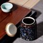 Retra Ceramic Tea Storage Box Tea Jars Home Decor Candy Jars Storage Container 8.511.5cm Spices Storage Box 1pcs,Black