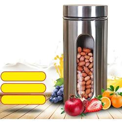 Kitchen supplies glass sealed storage tank stainless steel with lid tea cans seasoning jar food storage bottle,A