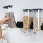 YJYdada Cereal Dispenser Double Single Dry Food Snack Grain Canister Plastic Storage (Black)