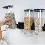 Cereal Storage Jar, Wall-Mounted Canister Food Miscellaneous Grains Dispenser Double Single Dry Food Snack Grain Canister Plastic Storage, Twist a Knob Control, Convenient and Fun (Black)