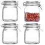 Kingrol 4 Pack 34 Ounces Glass Jars, Wide Mouth Storage Canister Jars with Bail and Trigger Clamp Lids