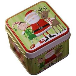 PITCHBLA Christmas Santa Snowman Tinplate Gift Box - Mini Storage Candy Jars - Santa Claus Square Shape Candy Box for Christmas Decorations contribution