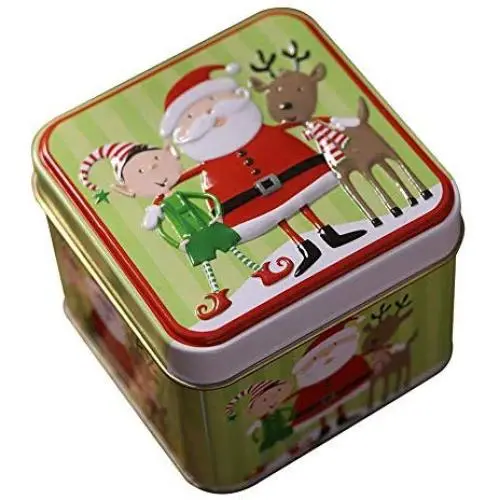 Boîte Cadeau en Tôle Peinture Miniature Noël, Père Noël, Bonhomme de Neige - Pots à Bonbons, Décoration de Noël en Forme Carrée. Boîte Cadeau en Tôle Peinture Miniature Noël, Père Noël, Bonhomme de Neige - Pots à Bonbons, Décoration de Noël en Forme Carrée.