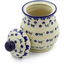 Polish Pottery 8-inch Jar with Lid (Boo Boo Kitty Paws Theme) + Certificate of Authenticity