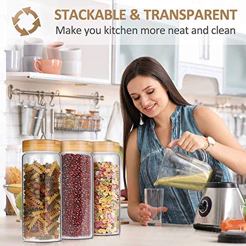 Weetall Glass Storage Jars Kitchen Canisters Set-3 1.2L, Glass Cans with Lids Sealed Food Storage Containers for Sugar, Coffee, Cookies, Rice, Baking Supplies