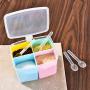 Plastic Seasoning Storage Jars Kitchen Organizer Accessories Detachable Pepper Spice Boxes With Spoon,Apple Style
