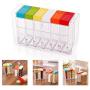 Honghong 6 in 1 Transparent Spice Container Jar Condiment Salt Seasoning Dispenser Box for Kitchen