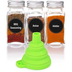 Estilo EST2880 Includes 14 Clear Glass Airtight Screw on Ti Complete Spice Jars Set, 4 oz