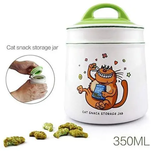 Bouteille à friandises pour chats en céramique, adorable, originale, fournitures pour animaux de compagnie (Couleur : Blanc) Bouteille à friandises pour chats en céramique, adorable, originale, fournitures pour animaux de compagnie (Couleur : Blanc)
