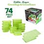 Debbie Meyer GreenBoxes & GreenBags Combo Set, Food Storage Containers with Lids & Bags, Keep Fruits Vegetables, Baked Goods & Snacks Fresher Longer! BPA Free Microwave & Dishwasher Safe 74 Piece Set