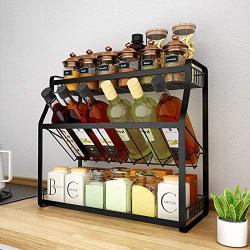 Bottle Shelf, Metal Seasoning Storage Rack 3 Tier Cans Spice Jar Holder Standing Countertop Rack for Kitchen Bathroom,45CM