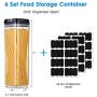 ME.FAN Airtight Food Storage Containers [4-Piece Set] Durable Seal Pot- Cereal Storage Containers - 24 Chalkboard Label - Kitchen Cabinet Organization - BPA Free - Clear Plastic with Black Lid