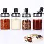 Seasoning Box Kitchen Gadgets Spice Bottle Seasoning Box Spice Storage Bottle Jars Transparent Glass Salt Pepper Cumin Powder Box Set Creative