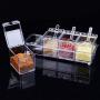 Drenky Seasoning Box 4 Piece Acrylic Seasoning Box with Spoons, Storage Container Condiment Jars