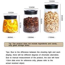 PPLK Glass Storage Tank Kitchen Transparent Dried Fruit Miscellaneous Grains Jar Tea Storage Bottle Food Sealed Cans,Clear,B