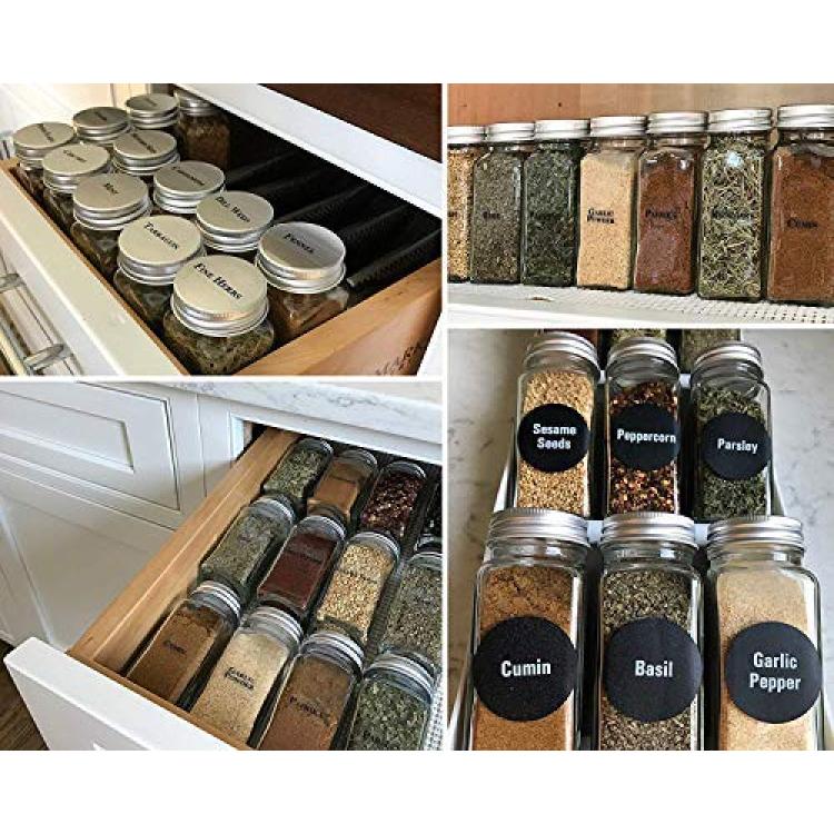 25 Pcs Glass Spice Jars- Square Glass Containers With Square Empty Jars  4oz, Airtight Cap, Chalkboard & Clear Label, Shaker Insert Tops and Wide  Funnel - Complete Organizer Set