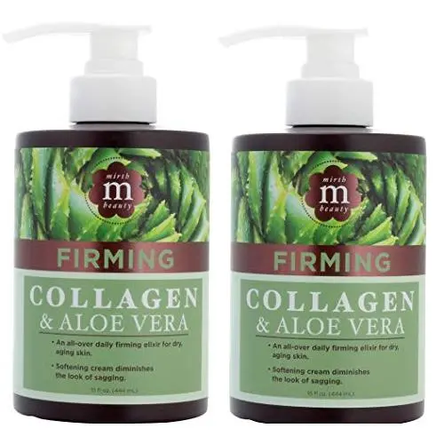 Mirth Beauty Kollagencreme für Gesicht und Körper. Straffende Kollagencreme mit Aloe Vera und Grüntee-Extrakt. Große 15 oz Glas. (2 x 15 oz)
