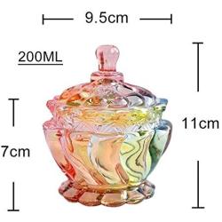 Colias Wing Waviness Colorful Crystal Glass Ribbed Apothecary Jars/Candy Buffet Canisters/Candy Buffet Storage Container/Kitchen Food Storage Jars with Lid( 6.8 OZ)-Small