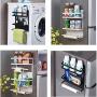LWKBE Kitchen Rack Magnetic Refrigerator Storage Organizer, Fridge Holder Strong Magnet Rustproof Spice Jars,NOT Suit Paper Towel Size, Bottle Wine,White