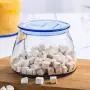 HOUSIYU Glass Jar, Tinted Transparent Glass Food Moisture-Proof Sealed Storage Tank, Suitable for Coffee Bean Tea Dried Fruit Grain, Blue 500ml HOUSIYU Glass Jar, Tinted Transparent Glass Food Moisture-Proof Sealed Storage Tank, Suitable for Coffee Bean Tea Dried Fruit Grain, Blue 500ml