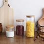 Glass Jar With Bamboo Lid Food Preservation Candy Tealeaf Storage Bottles Container Cans Sealing Mason Jars Kitchen Accessories,650Ml