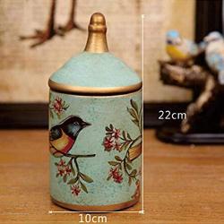 Chinashow Vintage Storage Jars Cookie Jar with Lid - Ceramic Candy Jar Tea Storage Tins Storage for Flour, Sugar, Tea, Coffee, Cookies and Candies American/European Style Flower and Bird Yellow