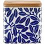 Ladelle Storage Collection - Leaves Canister - Blue Large Leaf Print