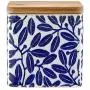 Ladelle Storage Collection - Blatt-Behälter - Blaues Blattmuster