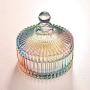 Danmu 1Pc Colorful Glass Jars, Glass Storage Jars, Food Storage Jars, Candy Jar with Lid, Cookie Jar, Jewelry Box Buffet Jar Biscuit Containers (620 ml / 21 oz)