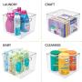 mDesign Plastic Food Storage Container Bin with Handles - for Kitchen, Pantry, Cabinet, Fridge/Freezer - Large Organizer for Snacks, Produce, Vegetables, Pasta - BPA Free, 10" Square, 8 Pack - Clear