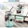 Ball Aqua Canning Jars 16 oz Regular Mouth - Set of 4 Vintage Mason Jars Aqua-colored glass with Airtight lids & Bands - DIY crafts & Decor - Safe For Canning, Pickling, Storage + SEWANTA Jar Opener
