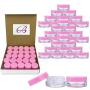 (100 Pcs) Beauticom 3G/3ML Round PINK Screw Cap Lid with Clear Base empty Plastic Container Jars for Cosmetic Cream Pot Makeup Eye Shadow Nails Powder Jewelry (Quantity: 100 Pieces)