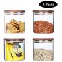 Cshopping 4PCS Glass Storage Jar, 500ML Glass Food Storage Container, Air Tight Glass Canisters with Bamboo Lids, Perfect Container for Kitchen, Food Container for Candy, Cereal, Beans